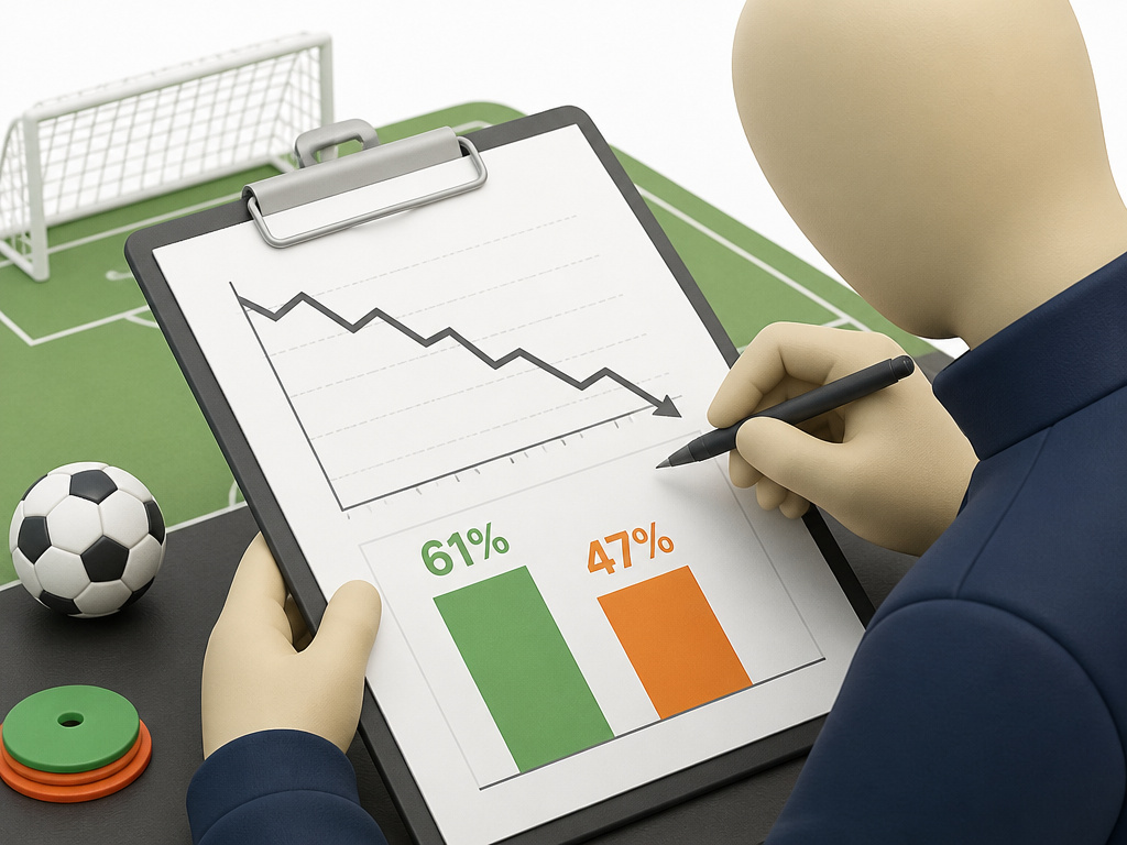 Hands holding chart showing home win percentage decline in football
