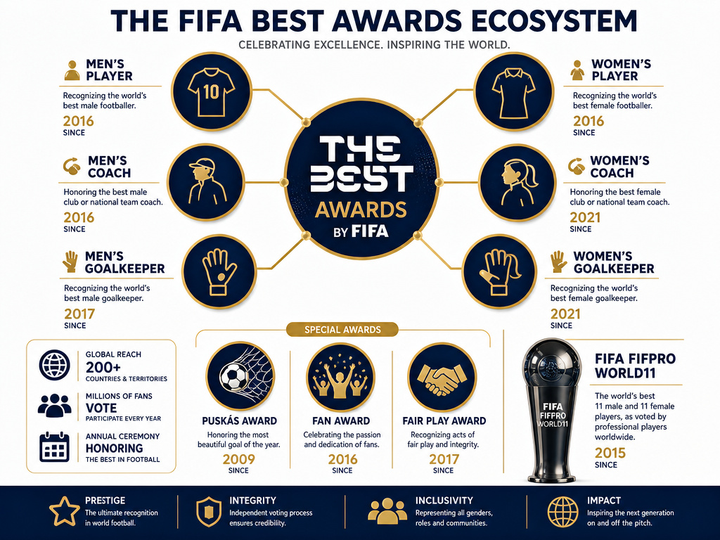 Infographic showing all FIFA Best Award categories beyond just Best Player.
