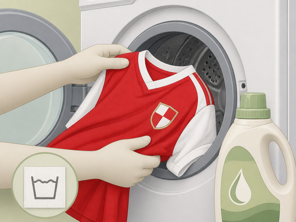 Properly washing a technical football shirt to preserve its fabric and longevity.