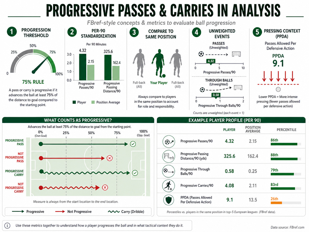 football analytics infographic progressive passes carries per 90 PPDA