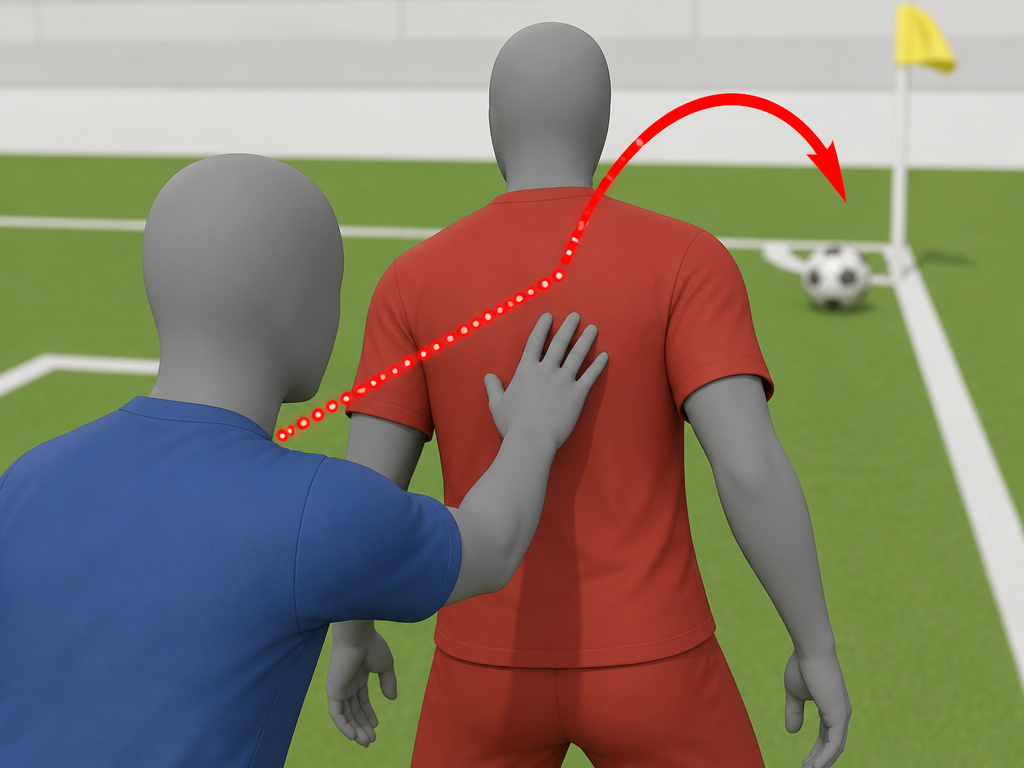 man marking defender tracking attacker during zonal corner defense