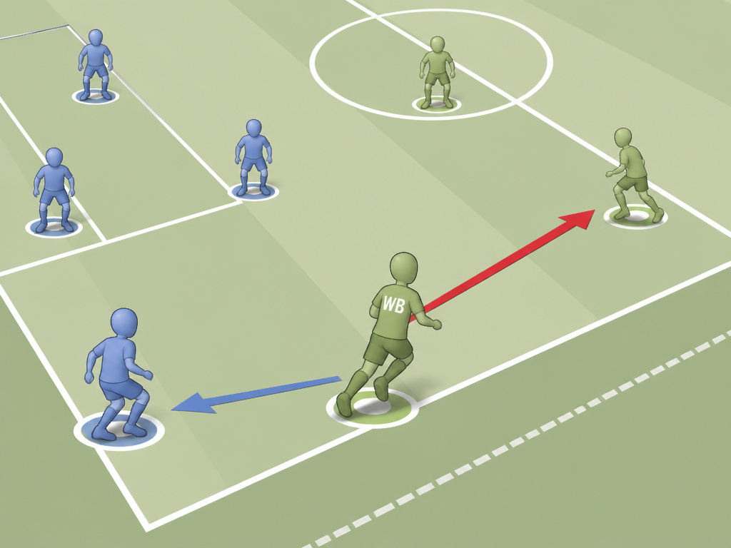 3-4-3 formation wing-back role demands in tactical cartoon diagram.