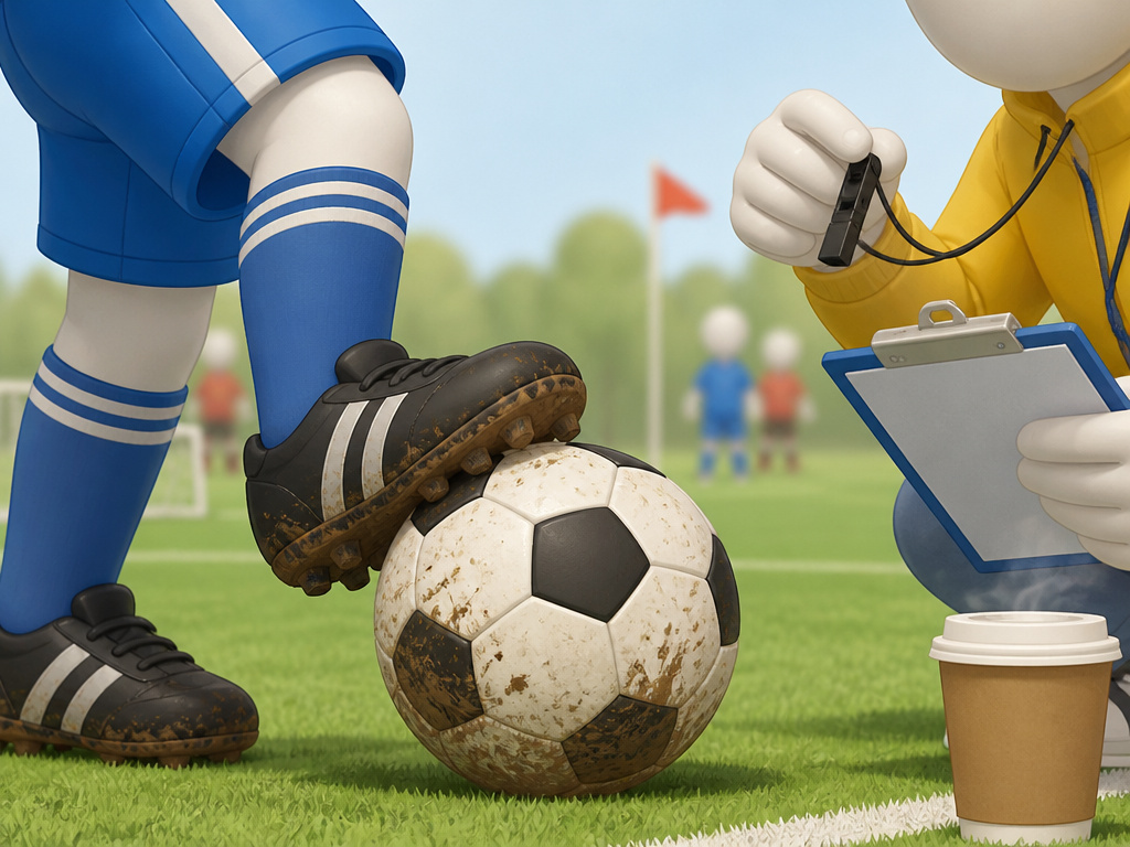 Recreational youth football on muddy Saturday community pitch