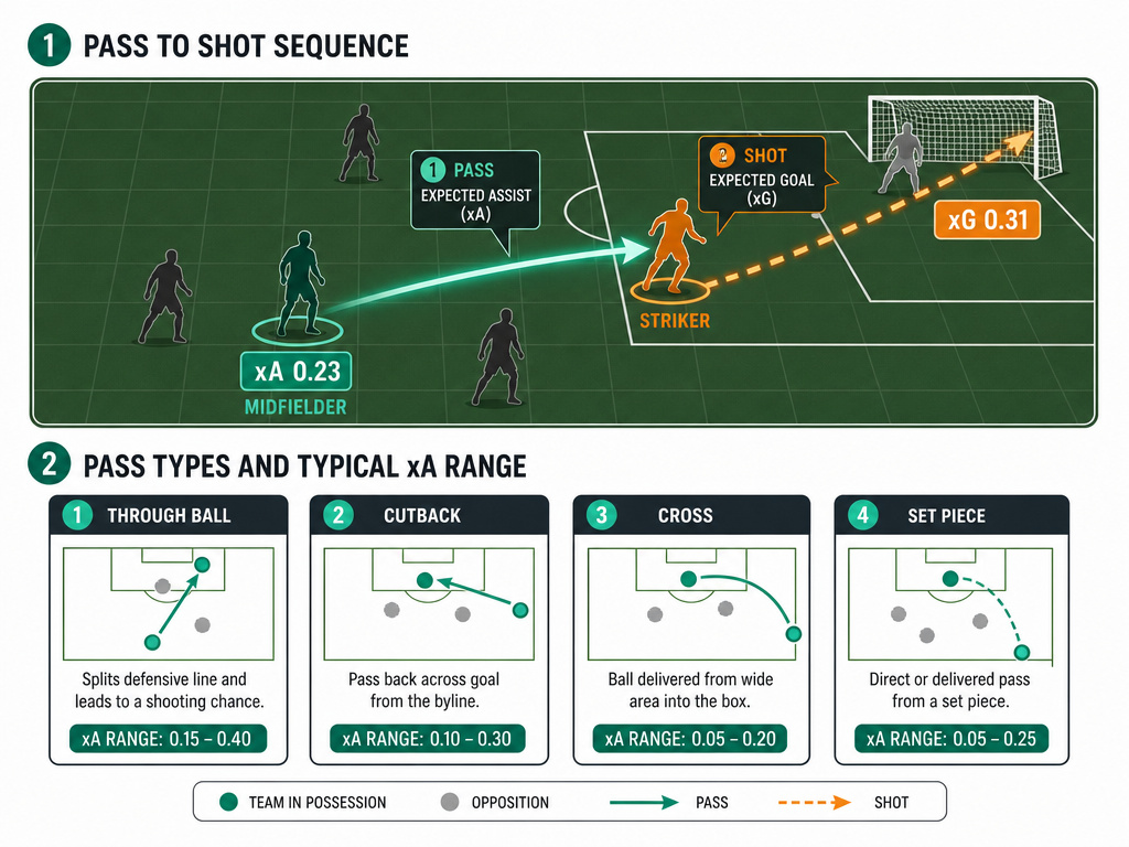 xA and xG relationship diagram for football expected assists