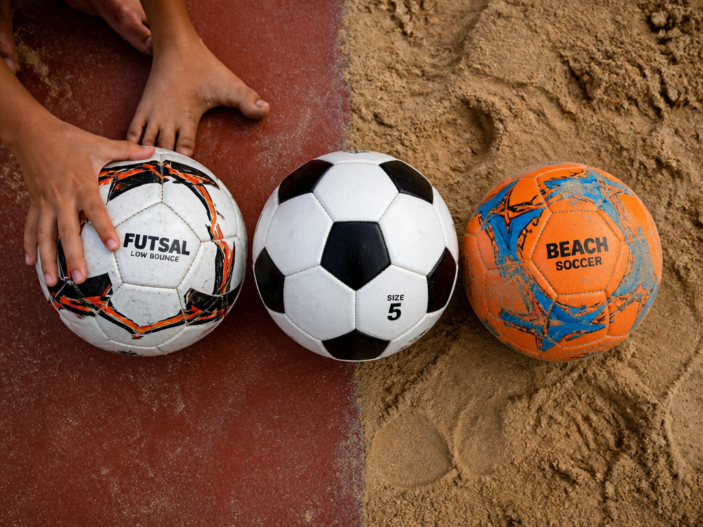Comparing futsal, beach, and lightweight footballs for kids by age.