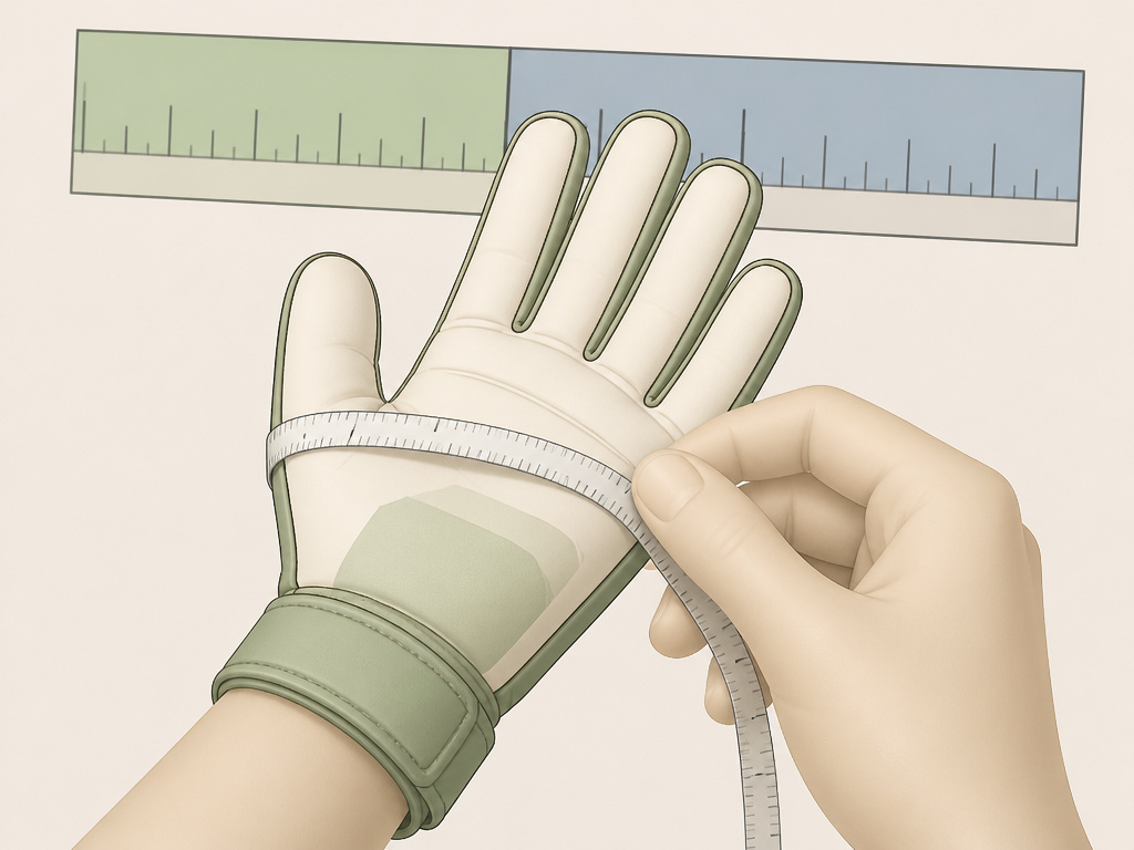 Youth goalkeeper hand being measured for proper glove sizing with a tape measure