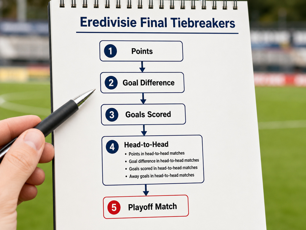 Diagram showing the Eredivisie's official tiebreaker hierarchy for final standings.