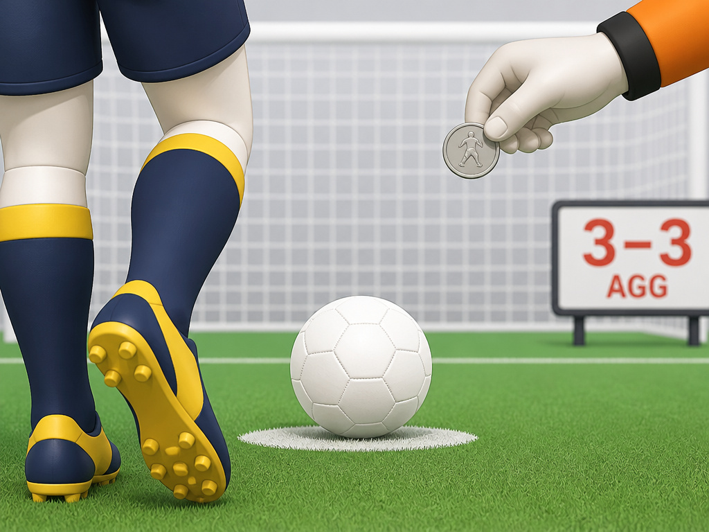 Footballer about to take penalty after level aggregate score in two-legged tie