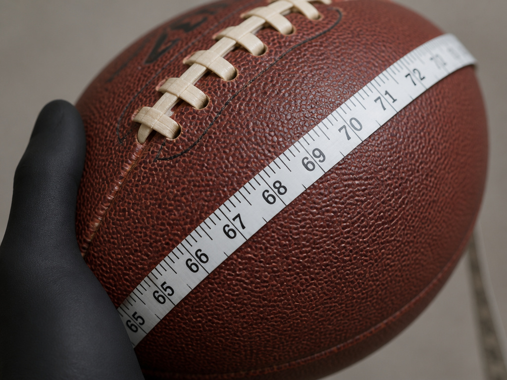 Official Size 5 football for high school and adult play, showing circumference measurement.