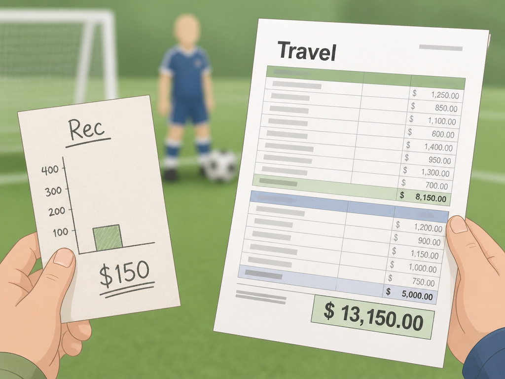 Comparing cost charts for recreational and travel youth soccer programs